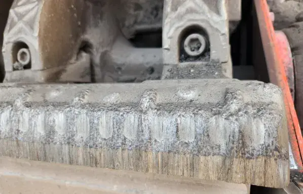 Close up of a blow bar for impact crusher